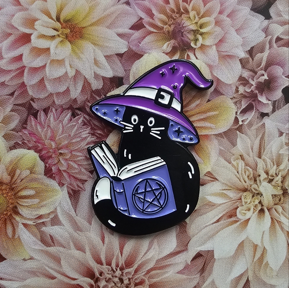 {5/$25} cute witchy kitty enamel pin